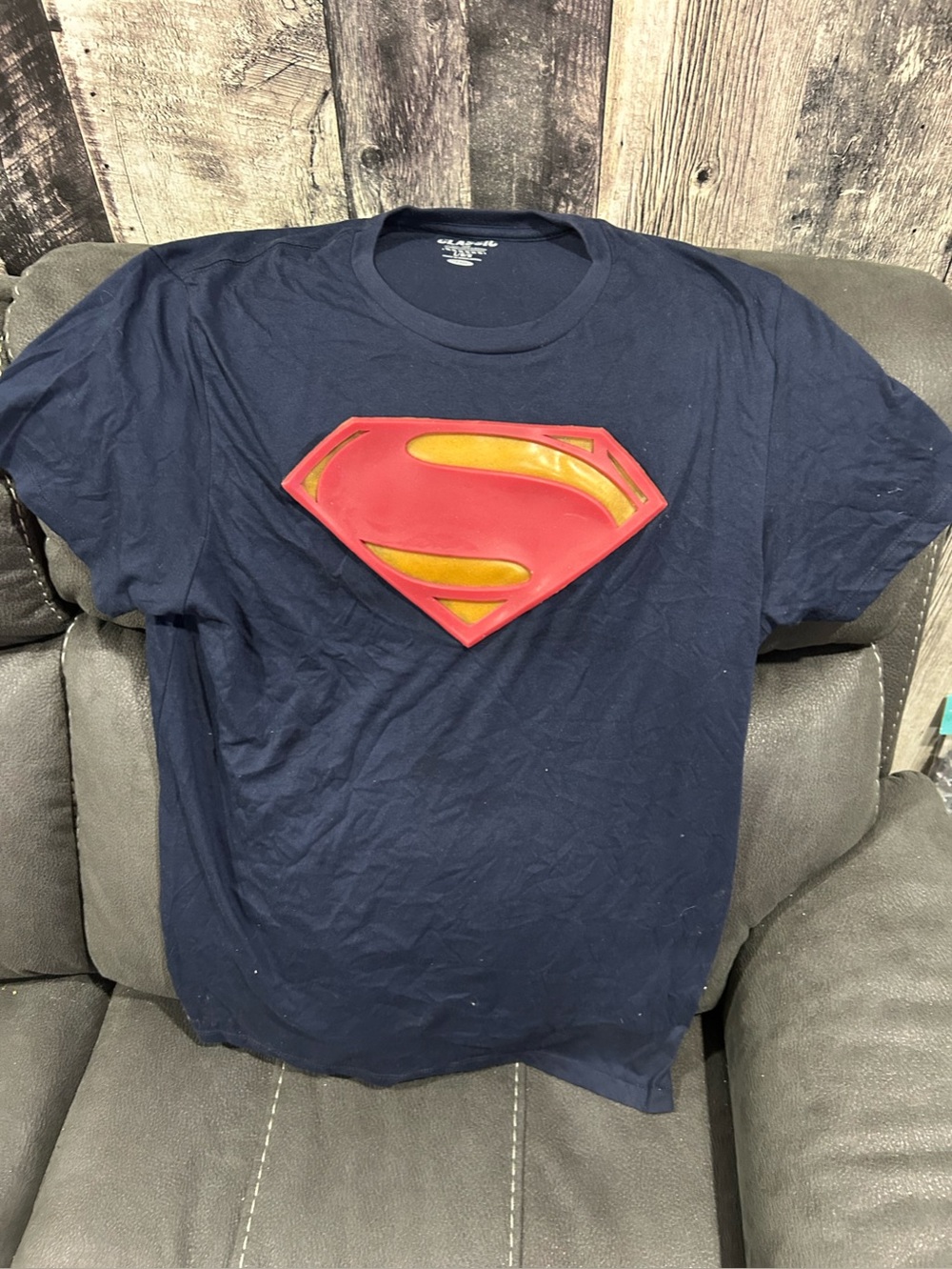 Superman logo t shirt with giant gel material logo!